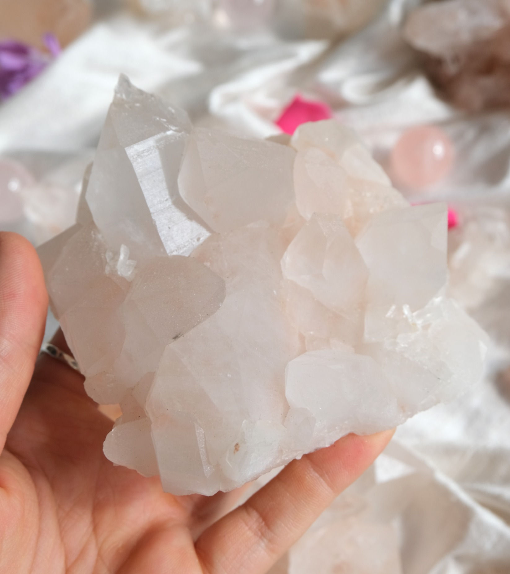 RARE Pink samadhi quartz cluster 2