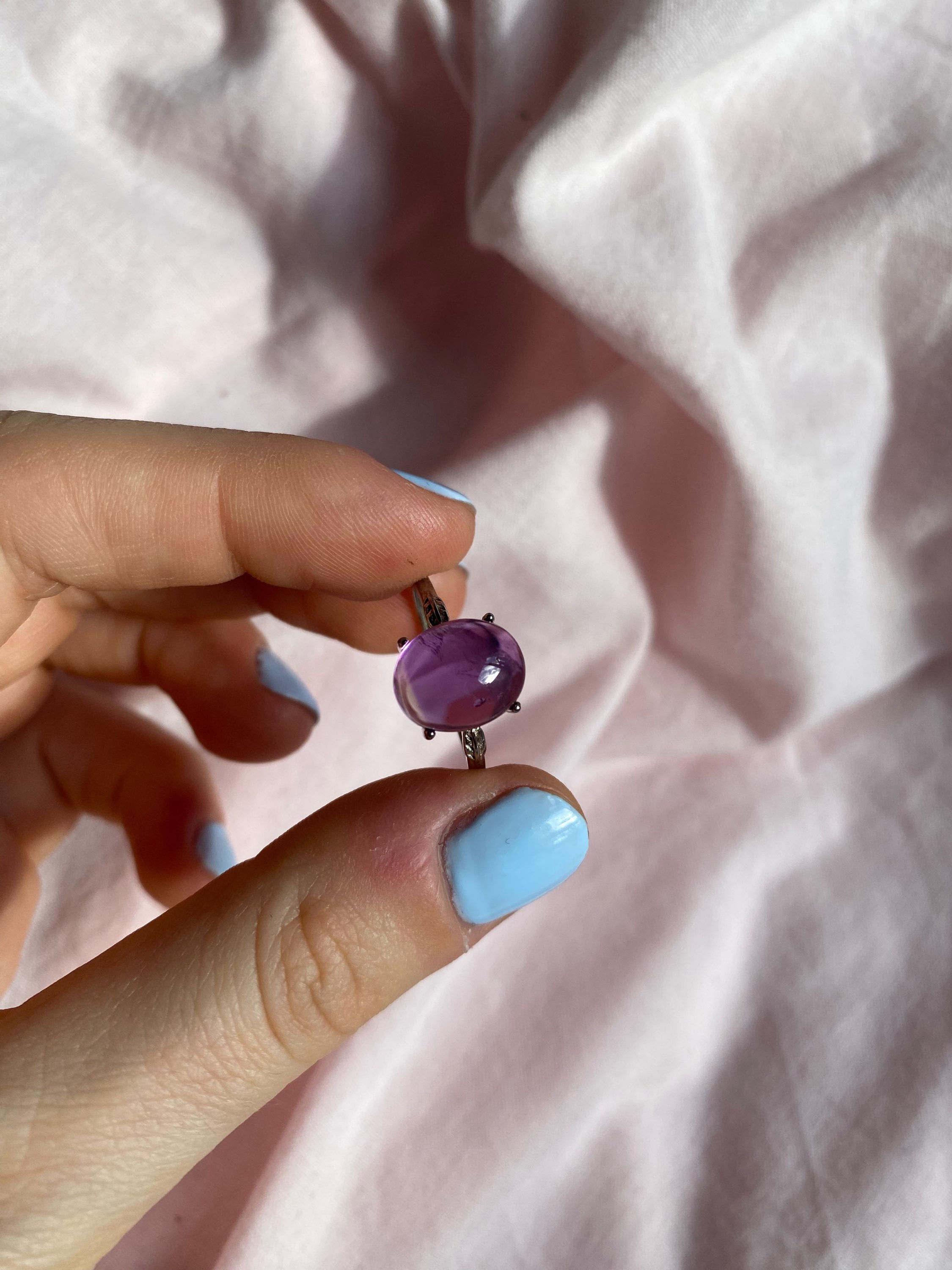 Amethyst sterling silver adjustable ring 2