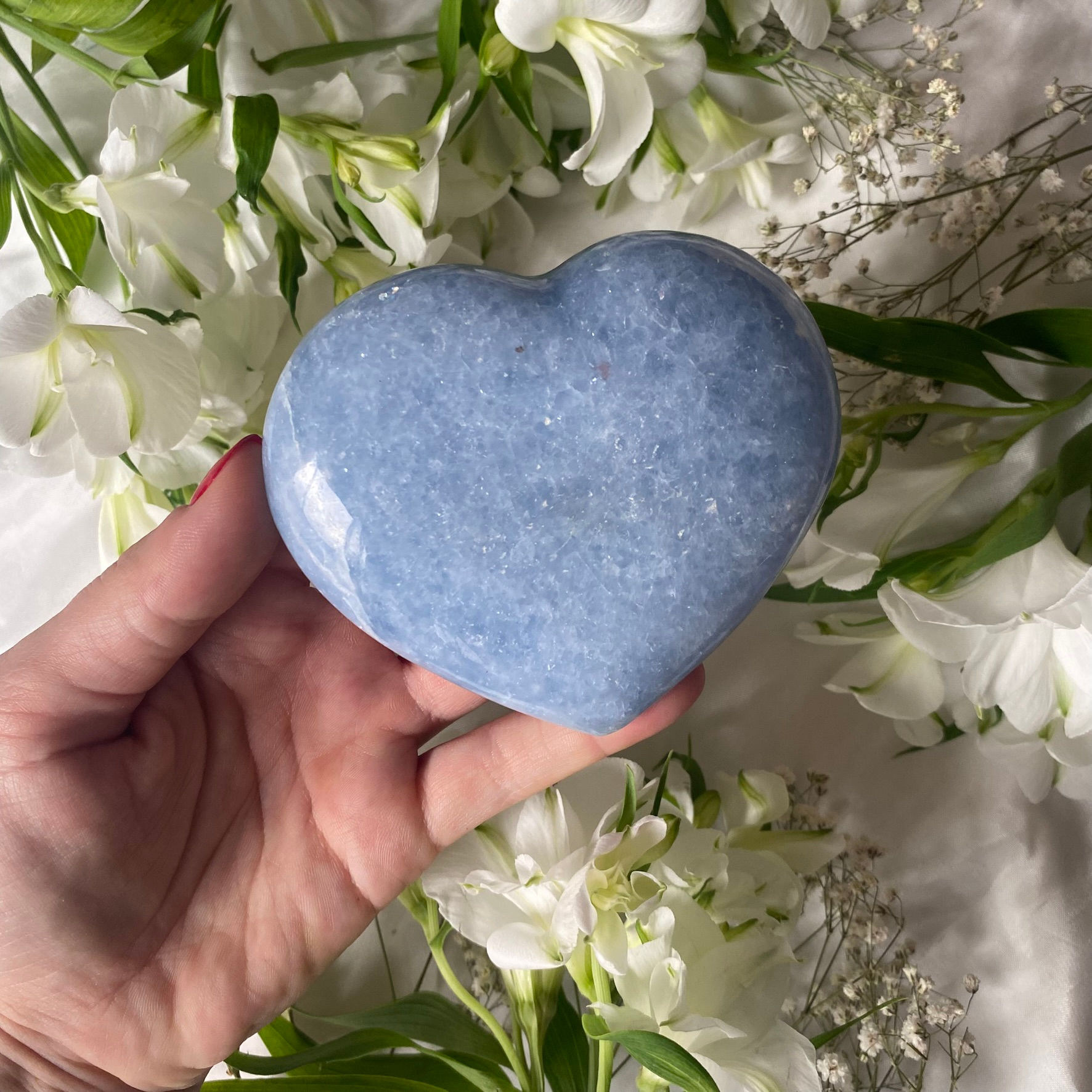 Large blue calcite heart 45b