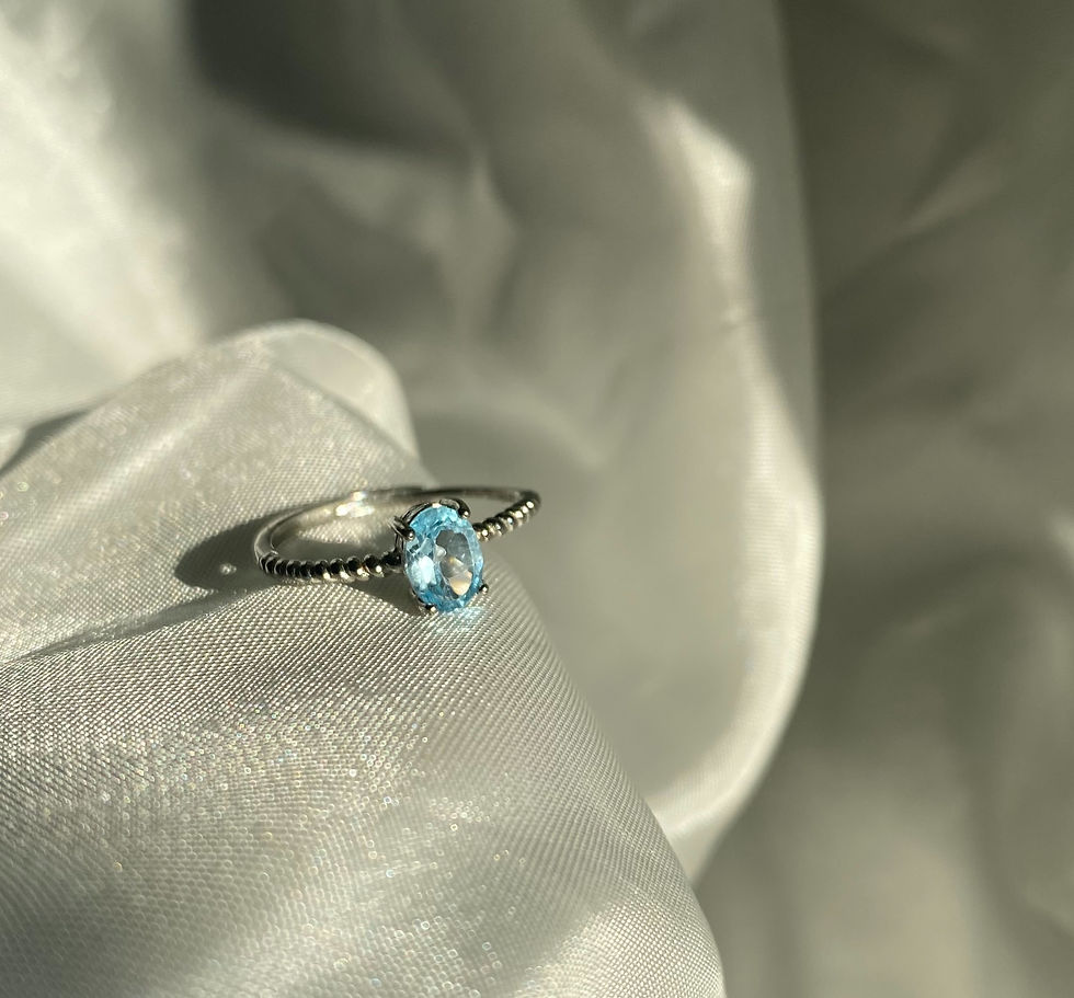 Thumbnail: Adjustable blue topaz sterling silver ring 1