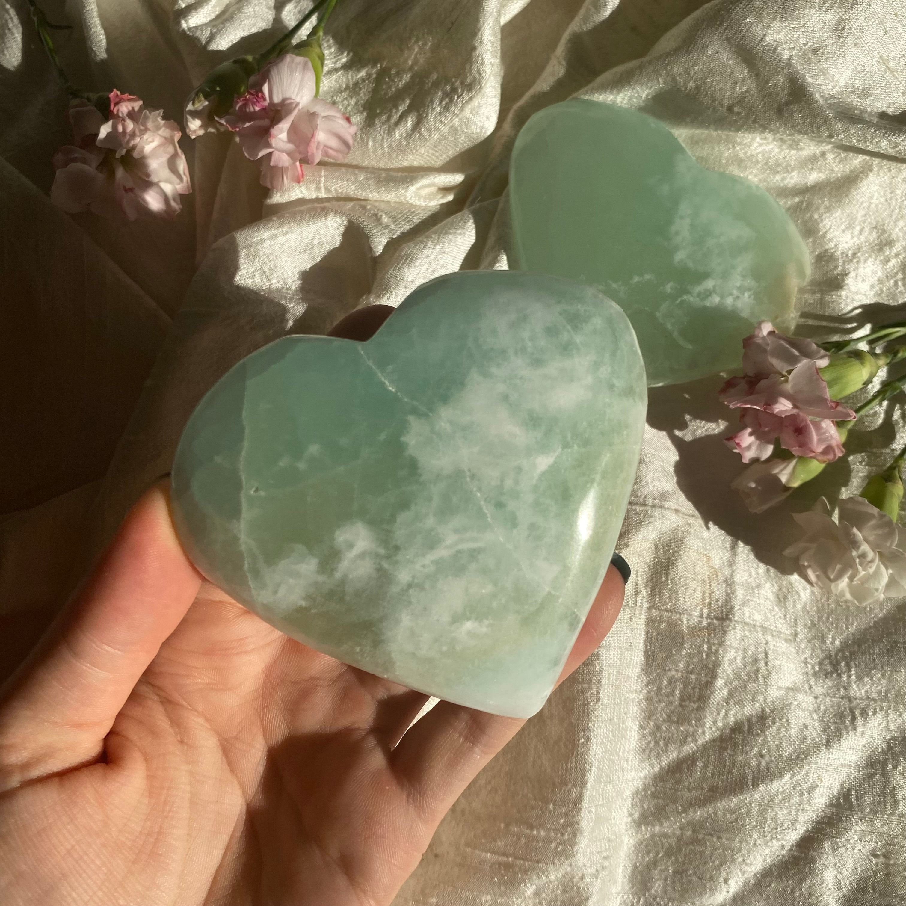 Aqua calcite heart
