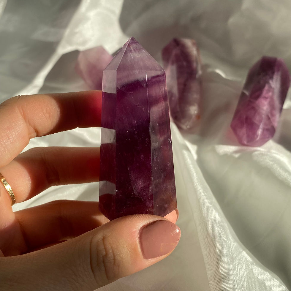 Thumbnail: Pink and purple fluorite point 18a