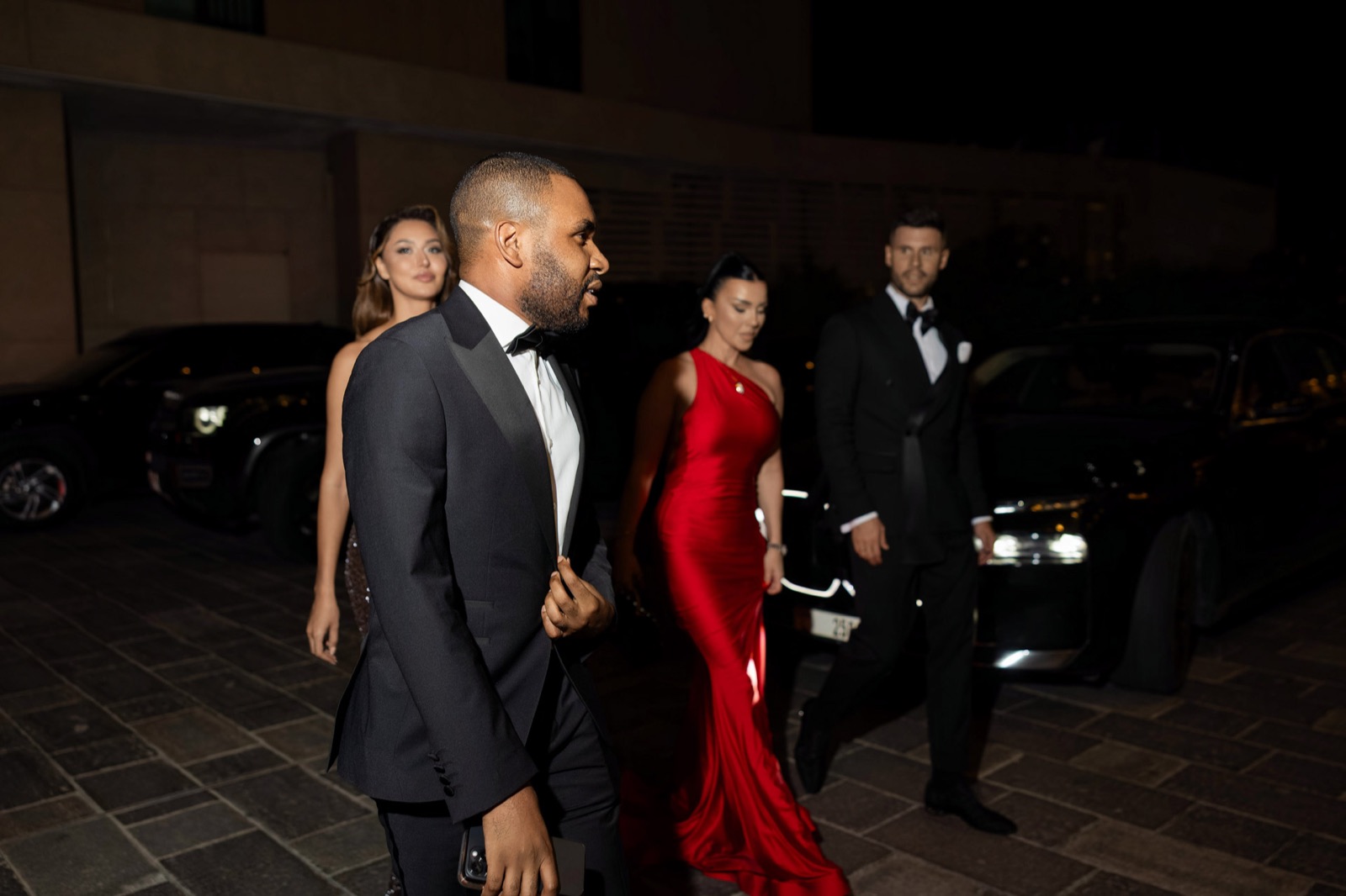 Mr K Nations arriving for an evening occasion