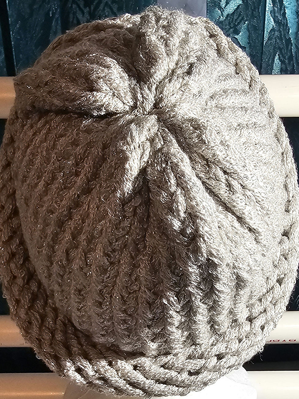 Thumbnail: Handmade Silver Chunky Knit Beanie – Soft Shimmery Winter Hat