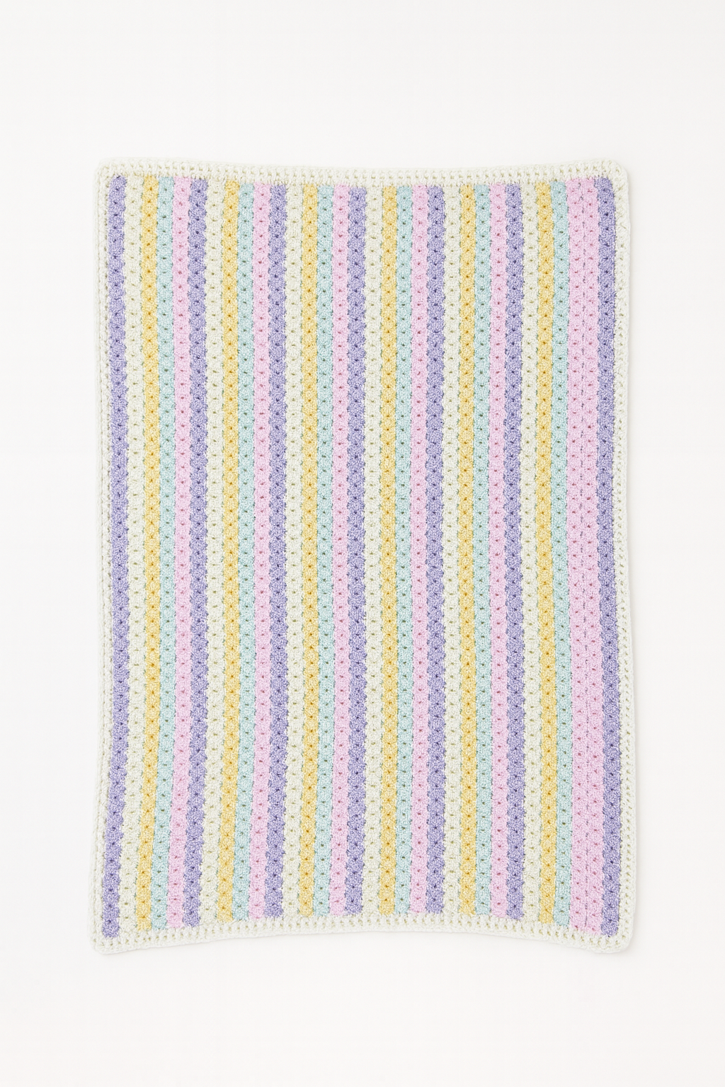 Light Pink, Blue, Yellow, and Purple Afghan Blanket
