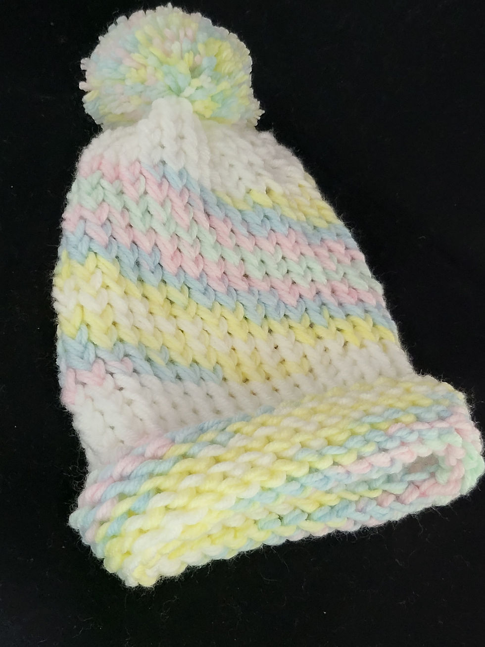 Thumbnail: Crocheted Chevron Stitch Afghan Baby Blanket with Matching Hat