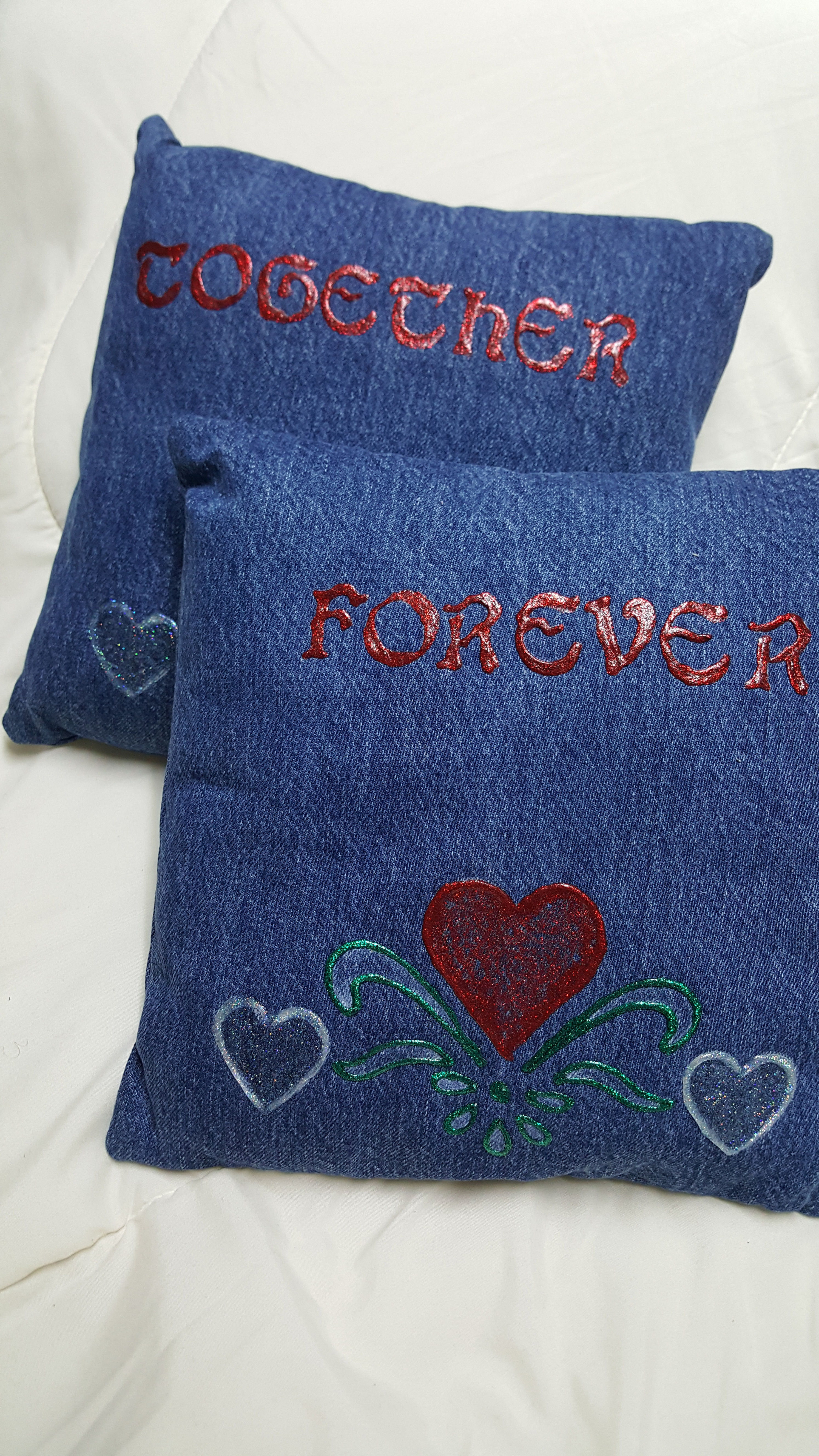 Together Forever Handpainted Throw Pillow Set