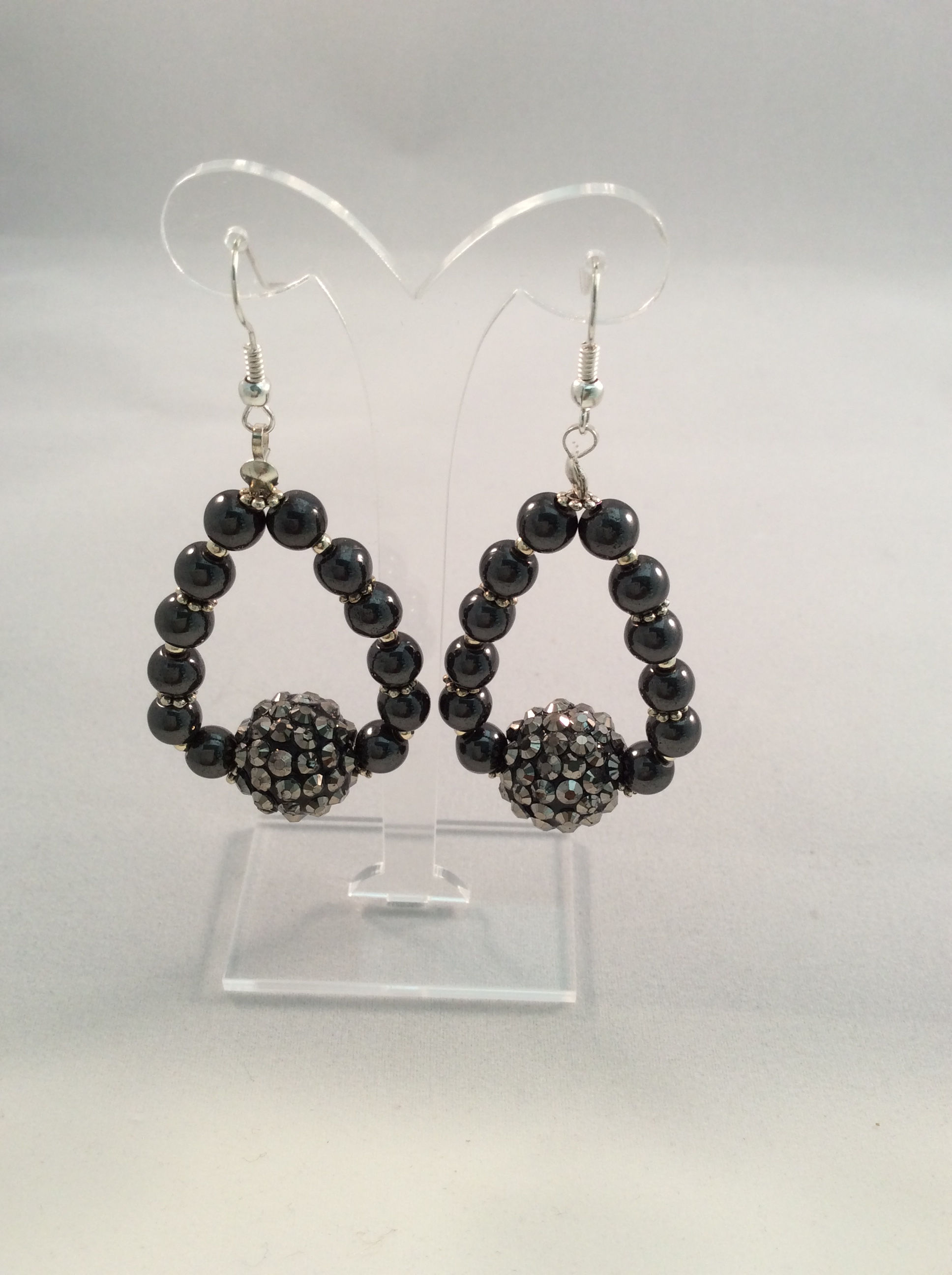 Graphite Grey & Silver Hoop Earrings