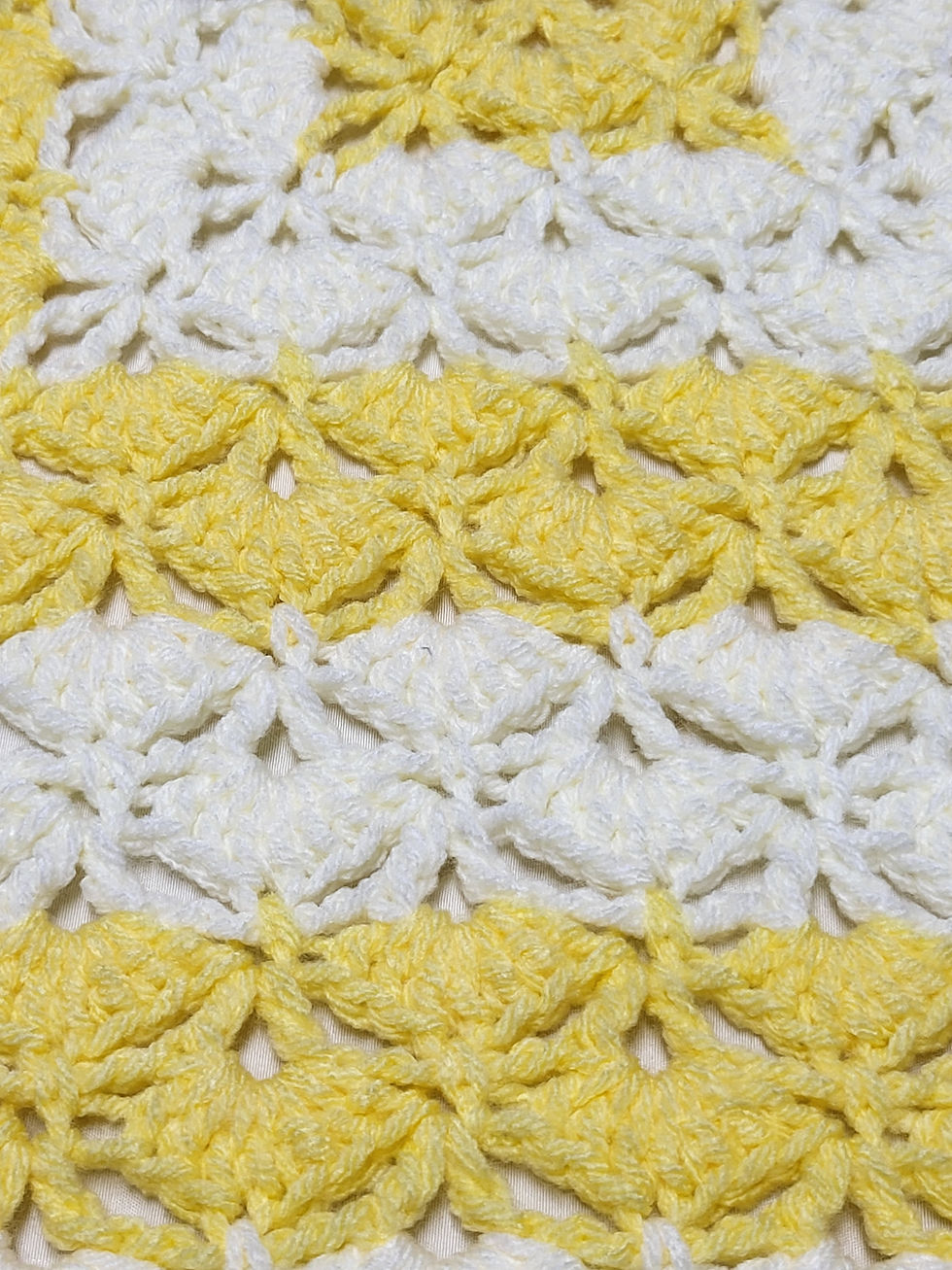 Thumbnail: Buttercup & Cream Scalloped Hand Crocheted Baby Blanket