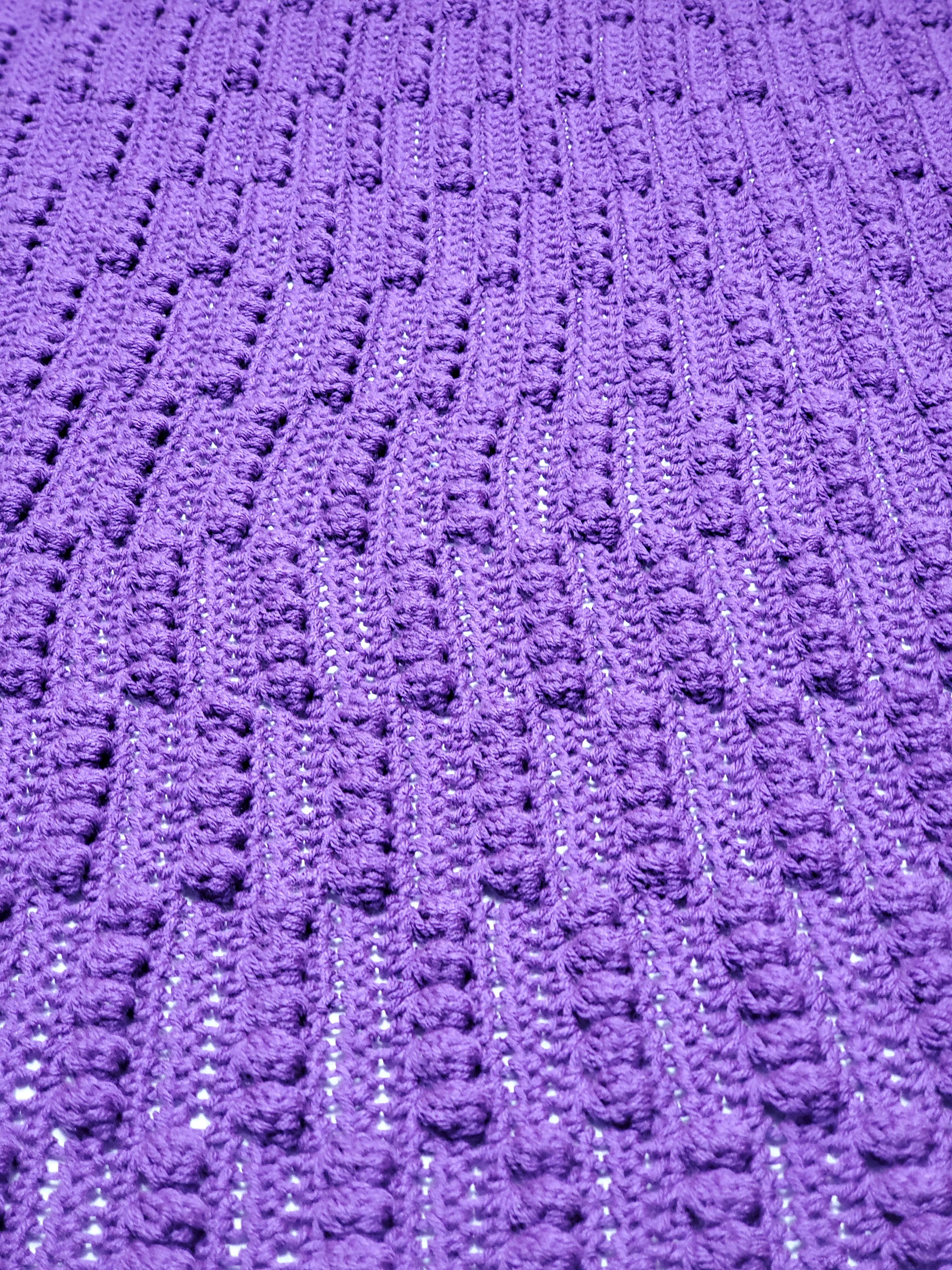 Purple Bobble Stitch Crocheted Afghan 

