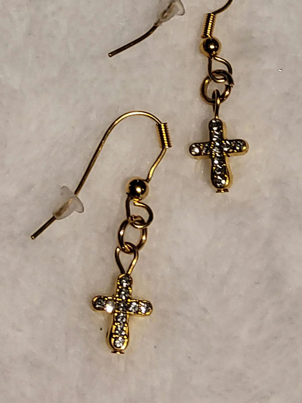 Thumbnail: Gold Cross Necklace & Earring Set – Black Enamel Cross Pendant 