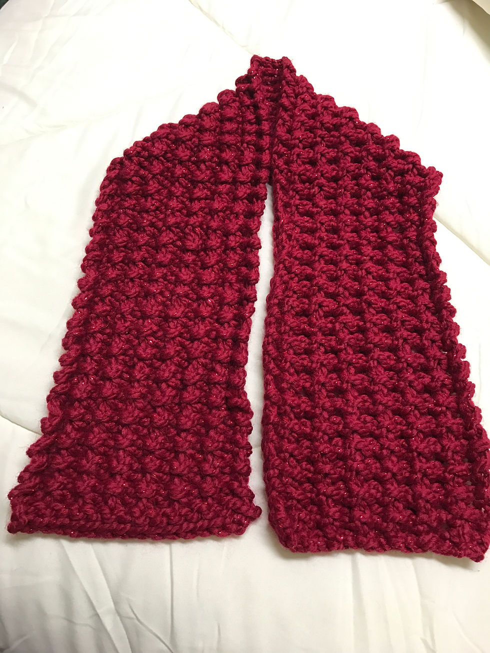Thumbnail: Hand Knitted Scarf - Dark Red  
