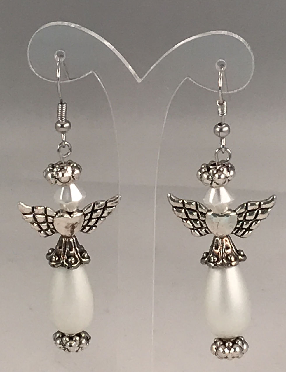 Thumbnail: White Pearl Angel Earrings 