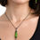 Thumbnail: Green Glass Bead Necklace & Earring Set – Handmade Long Pendant Necklace 