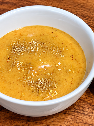 This 24 Karat Honey Mustard Wing Sauce brings sweet, tangy flavor to crispy chicken wings or cauliflower wings. A touch of golden shimmer makes it extra fun for game day!