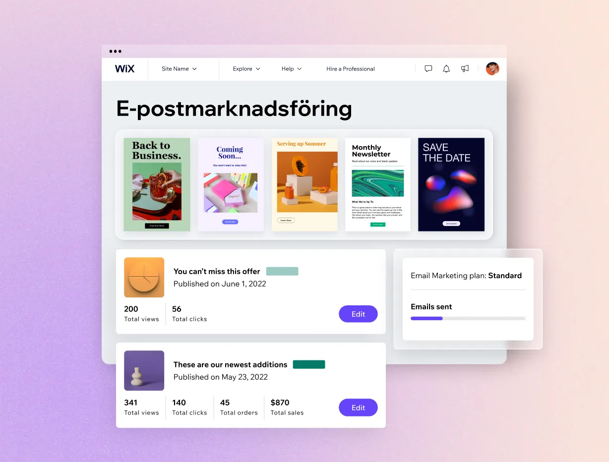 Wix e-postmarknadsföring Preview 4