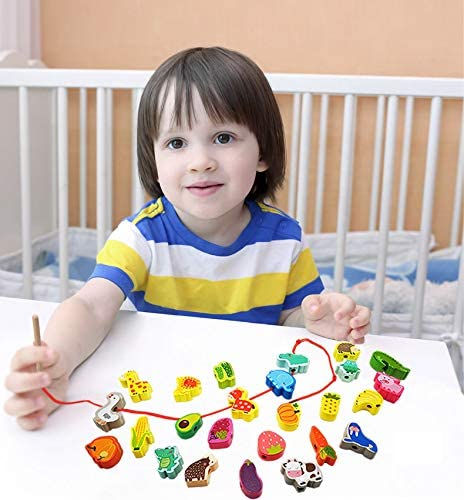 Thumbnail: Wooden Animal, Fruit, Vegitable Lacing Toys