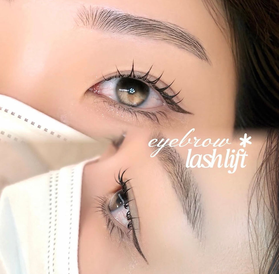 Close-up view of curled eyelashes after eyelash perm