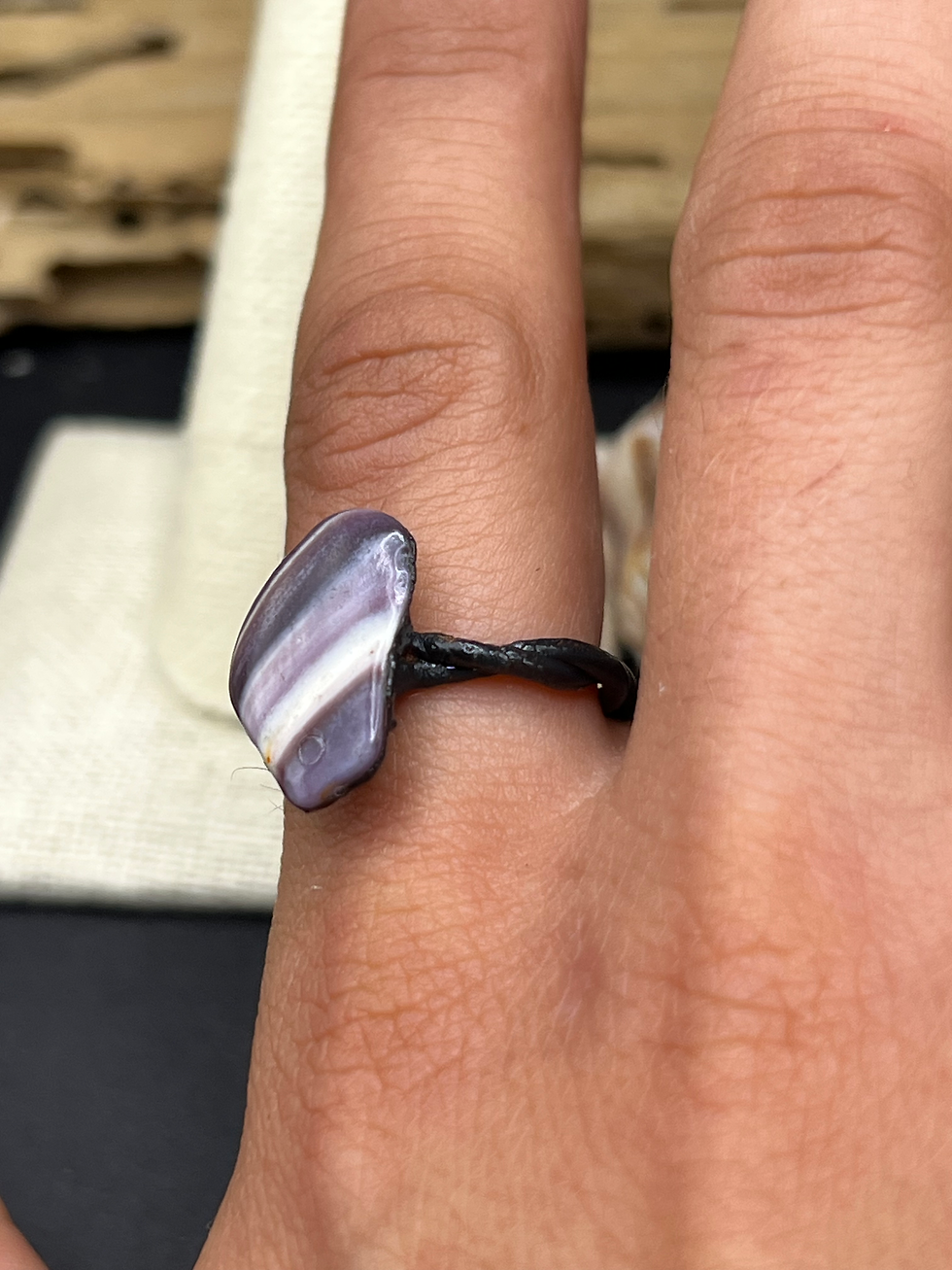 Thumbnail: Wampum shell ring size 7
