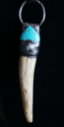 Turquoise, Moonstone, Deer Antler Pendant