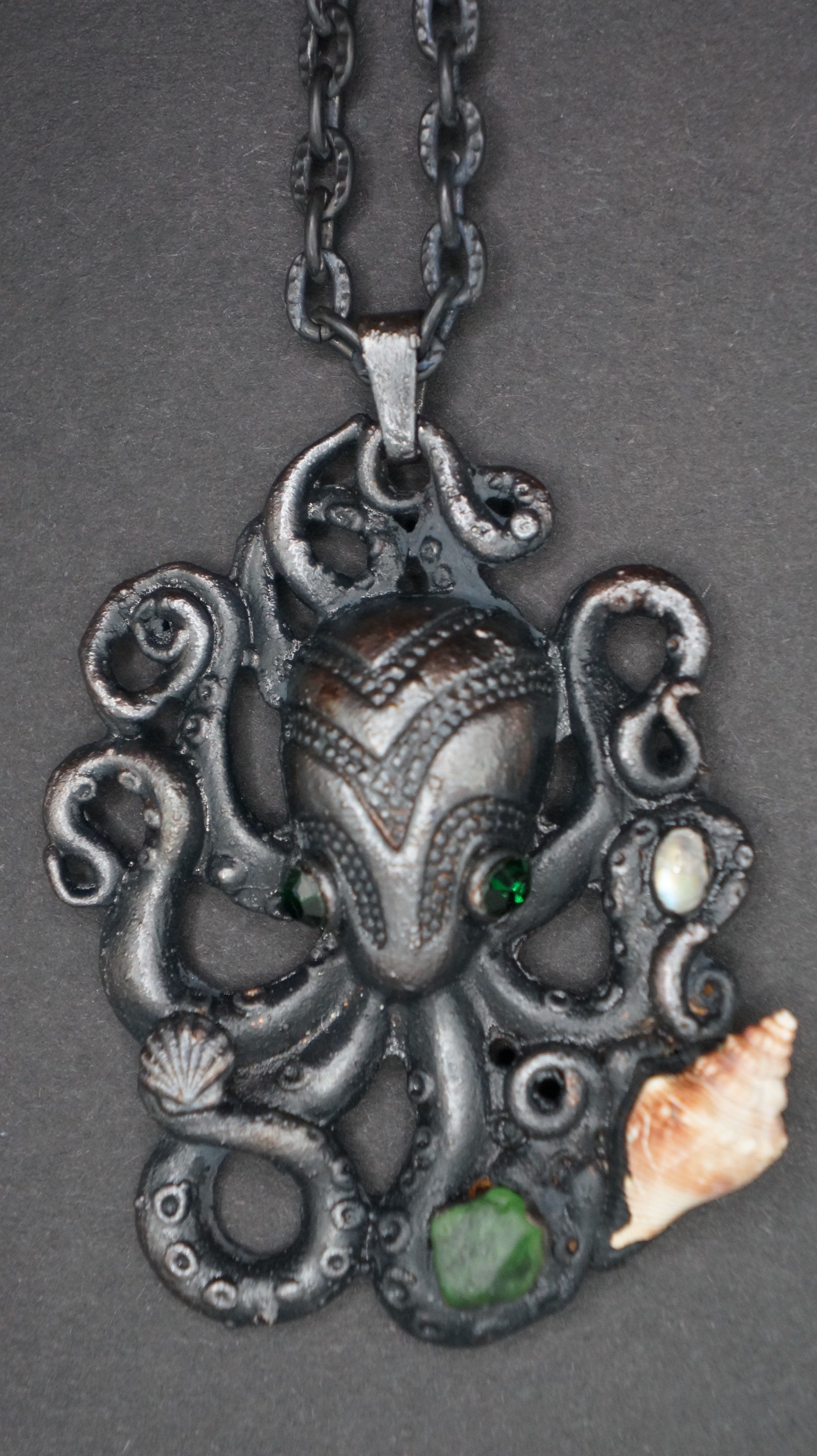 Octopus pendant w/ moonstone