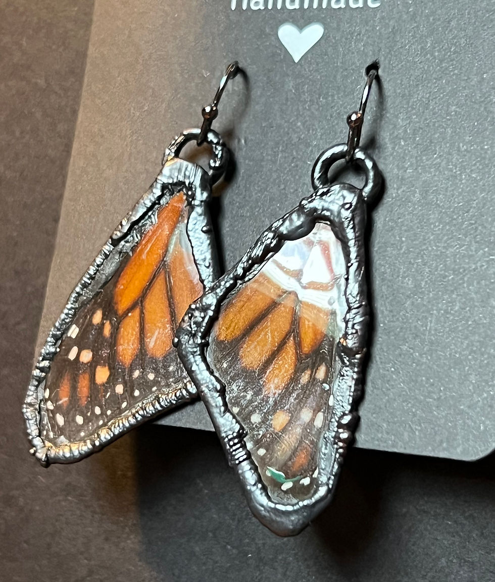 Thumbnail: Monarch butterfly wing earrings (small)