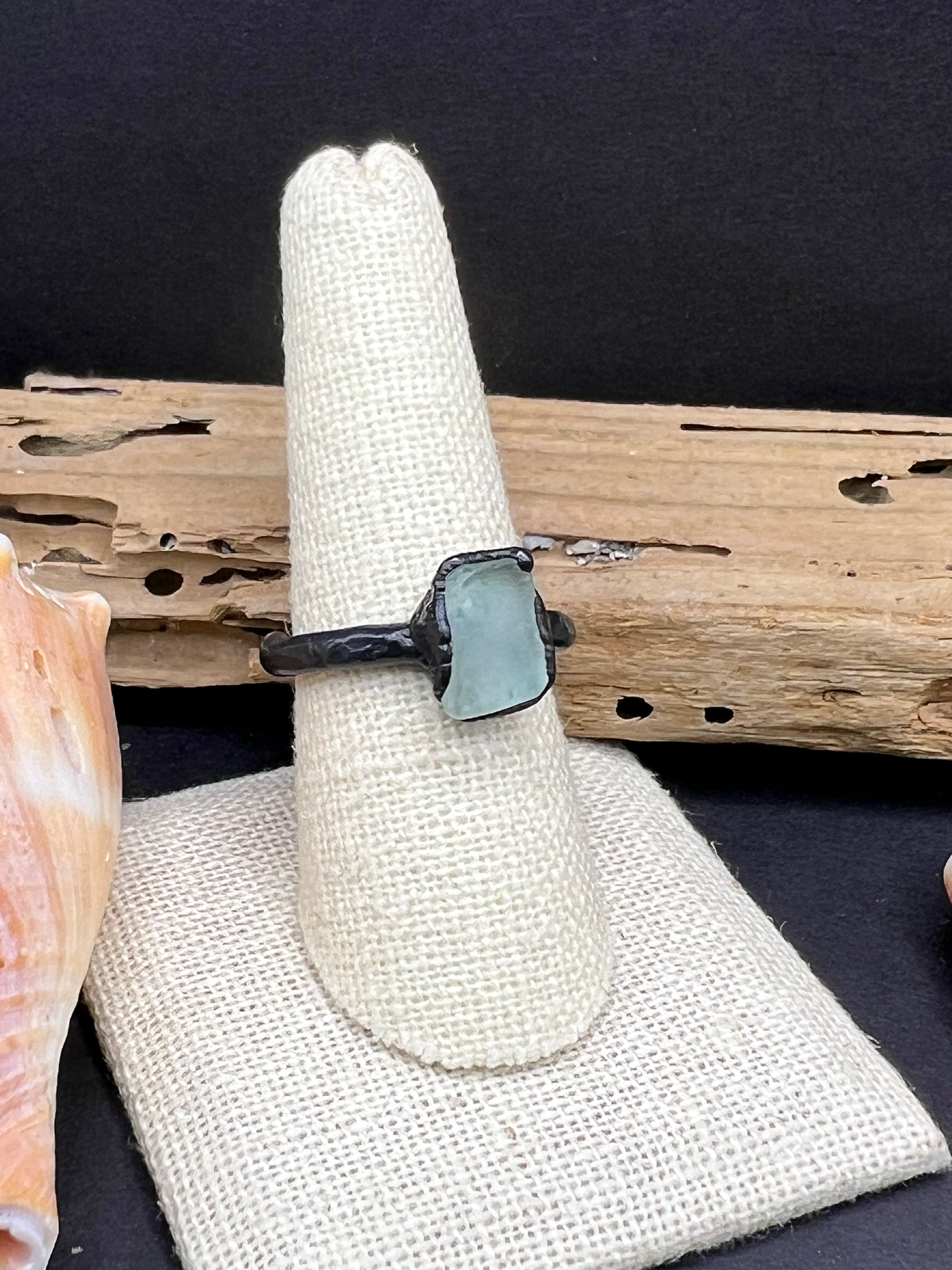 Light blue seaglass ring size 9