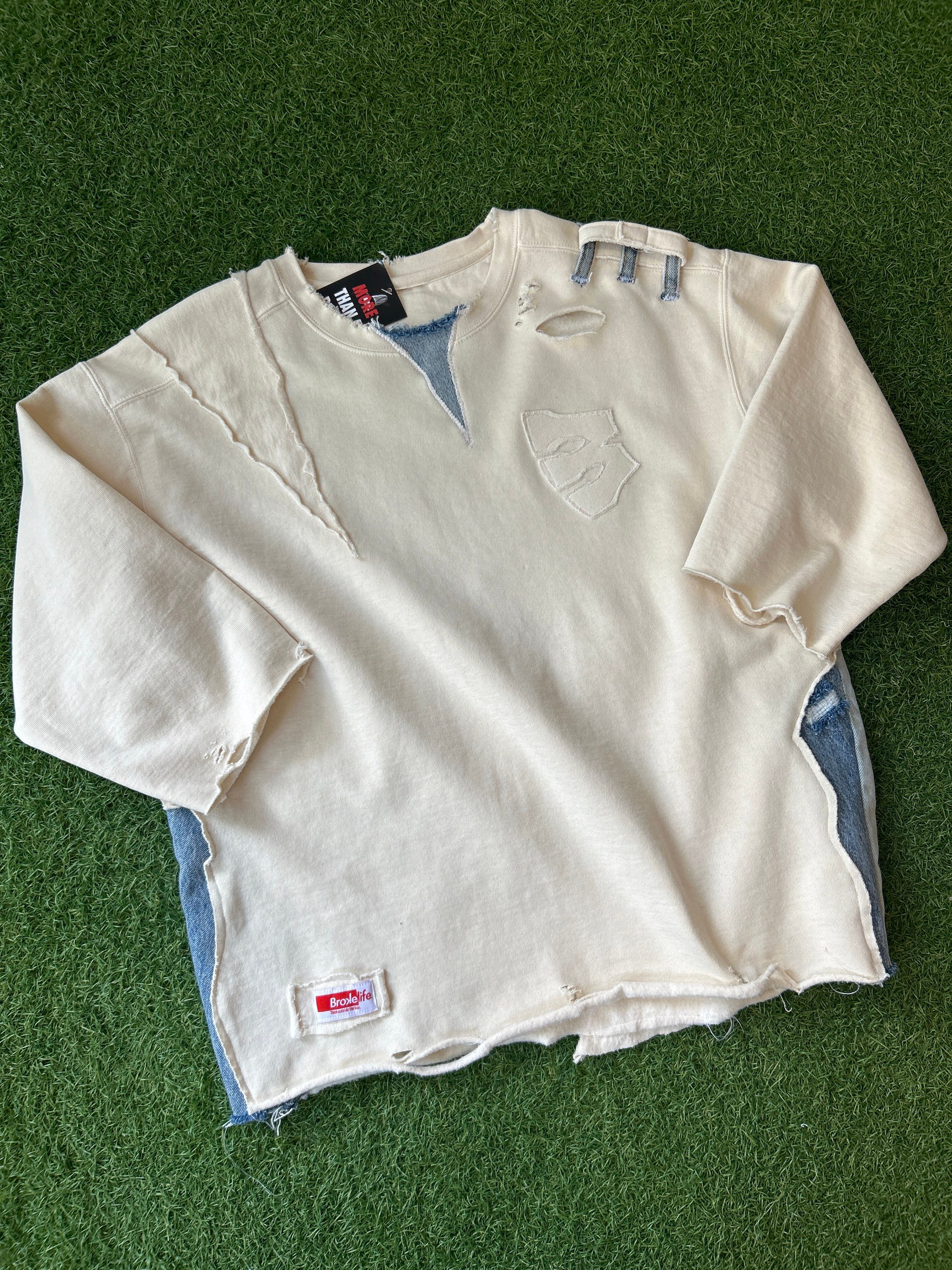 Custom 1 of 1 cropped half jean sweatshirt 