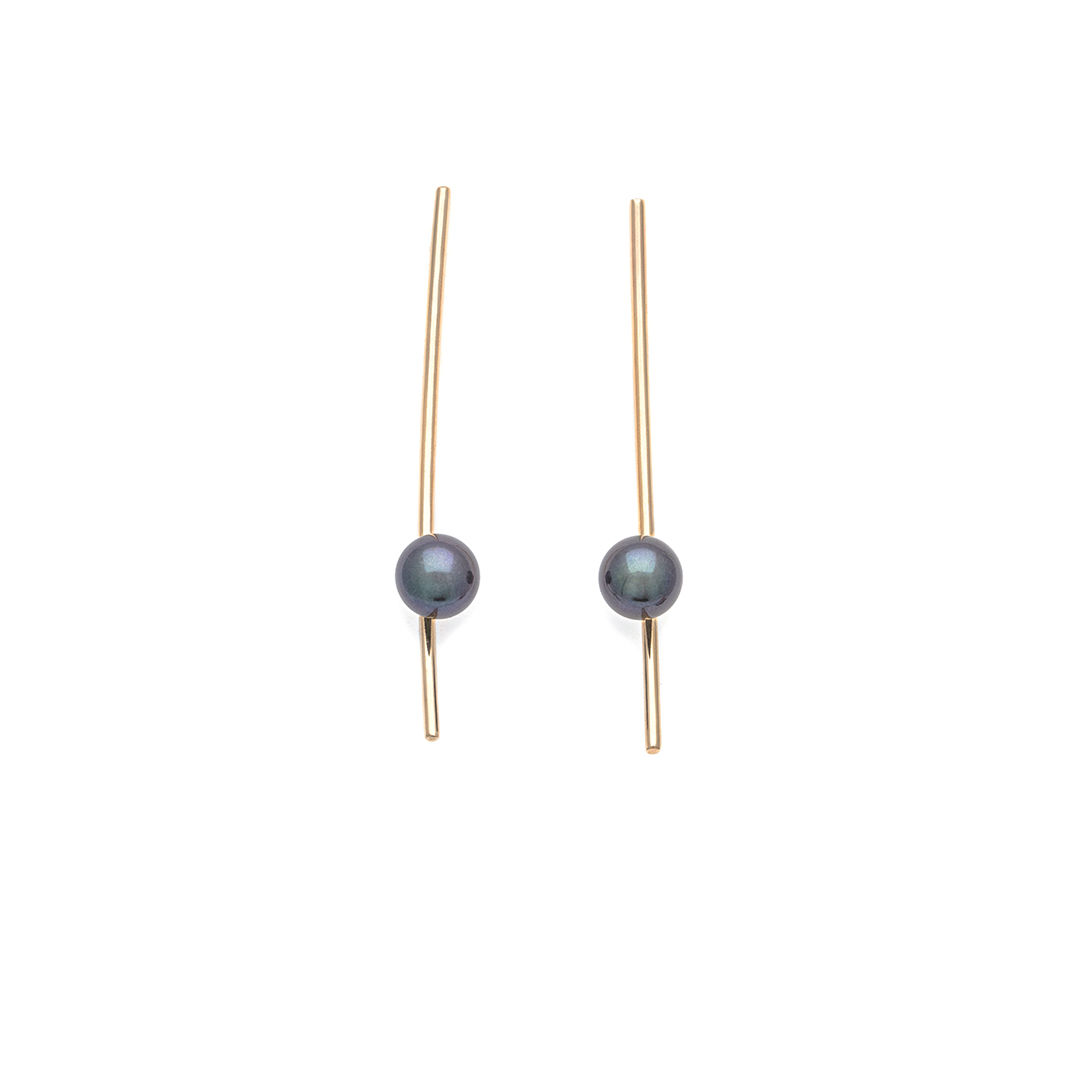 long Pearl 14K gold earrings