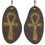 Thumbnail: dark stain wood earrings with sakora engrave painted gold