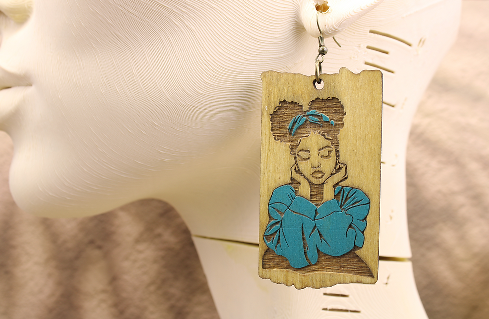 GTC365 Double Afro Puff Beauty earring on a mannequin