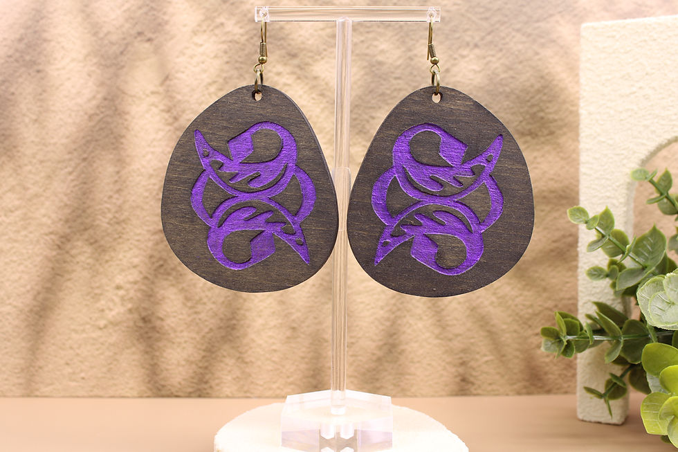 Dangle earrings with GTC232 Royal Unity design in purple