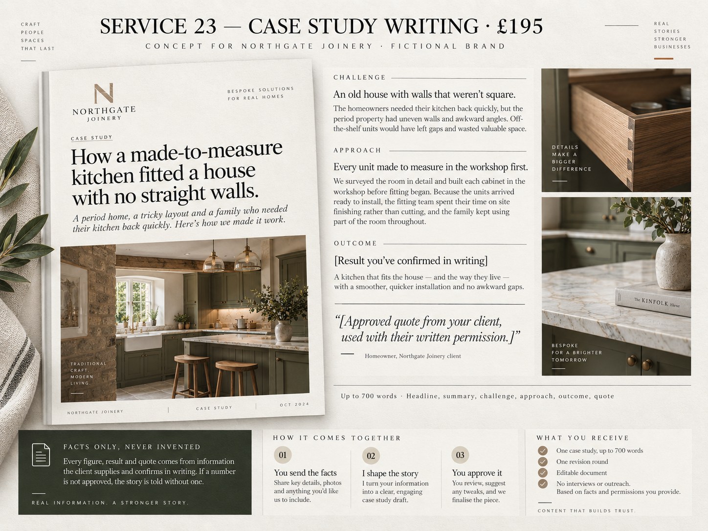 Case Study Writing – example design by Create Marketing using a fictional brand