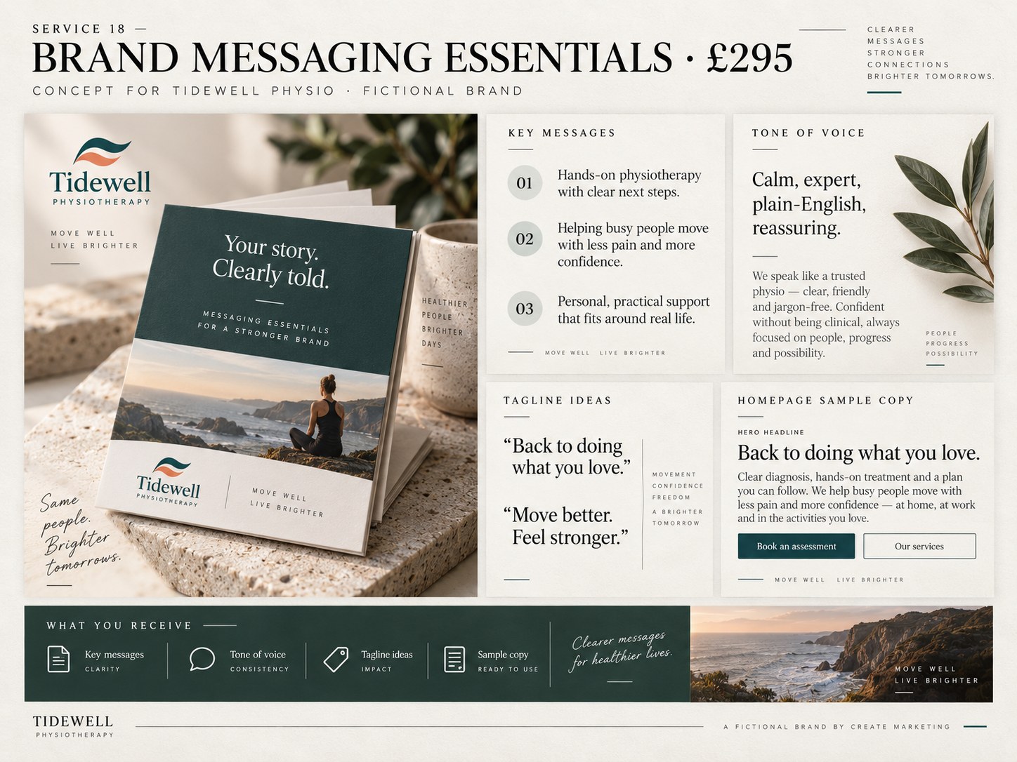 Brand Messaging Essentials – example design by Create Marketing using a fictional brand