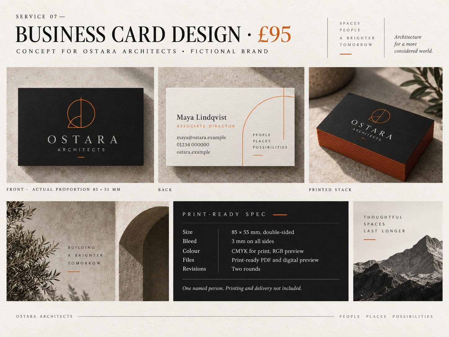 Business Card Design – example design by Create Marketing using a fictional brand