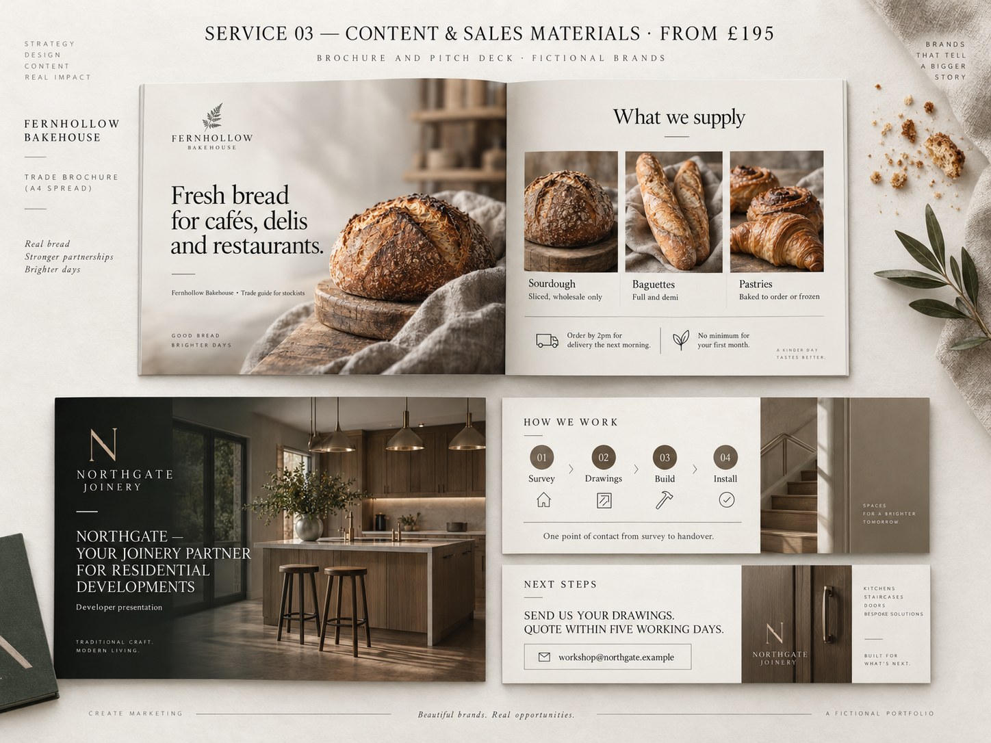 Content & Sales Materials – example design by Create Marketing using a fictional brand