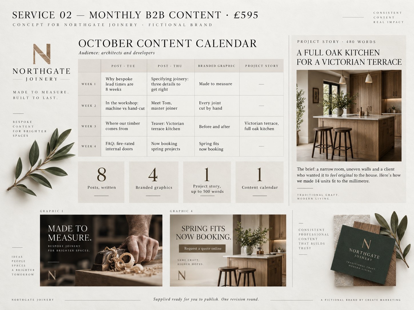Monthly B2B Content – example design by Create Marketing using a fictional brand