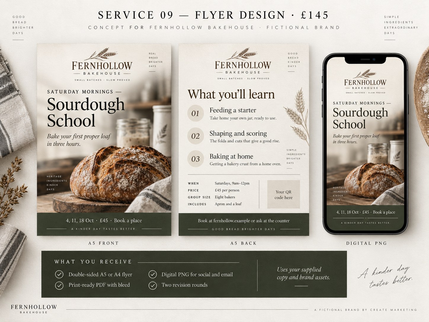 Flyer Design – example design by Create Marketing using a fictional brand