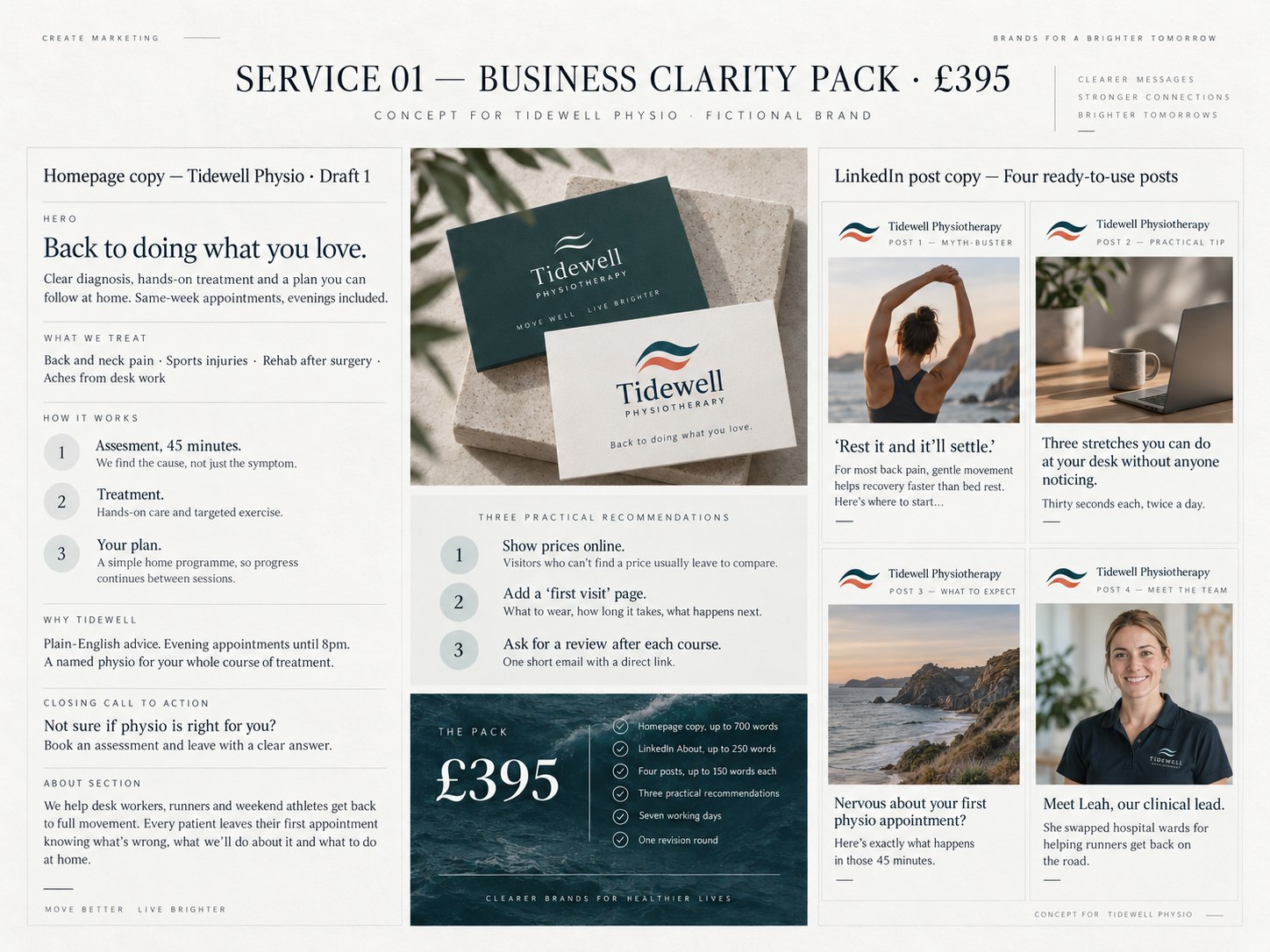 Business Clarity Pack – example design by Create Marketing using a fictional brand