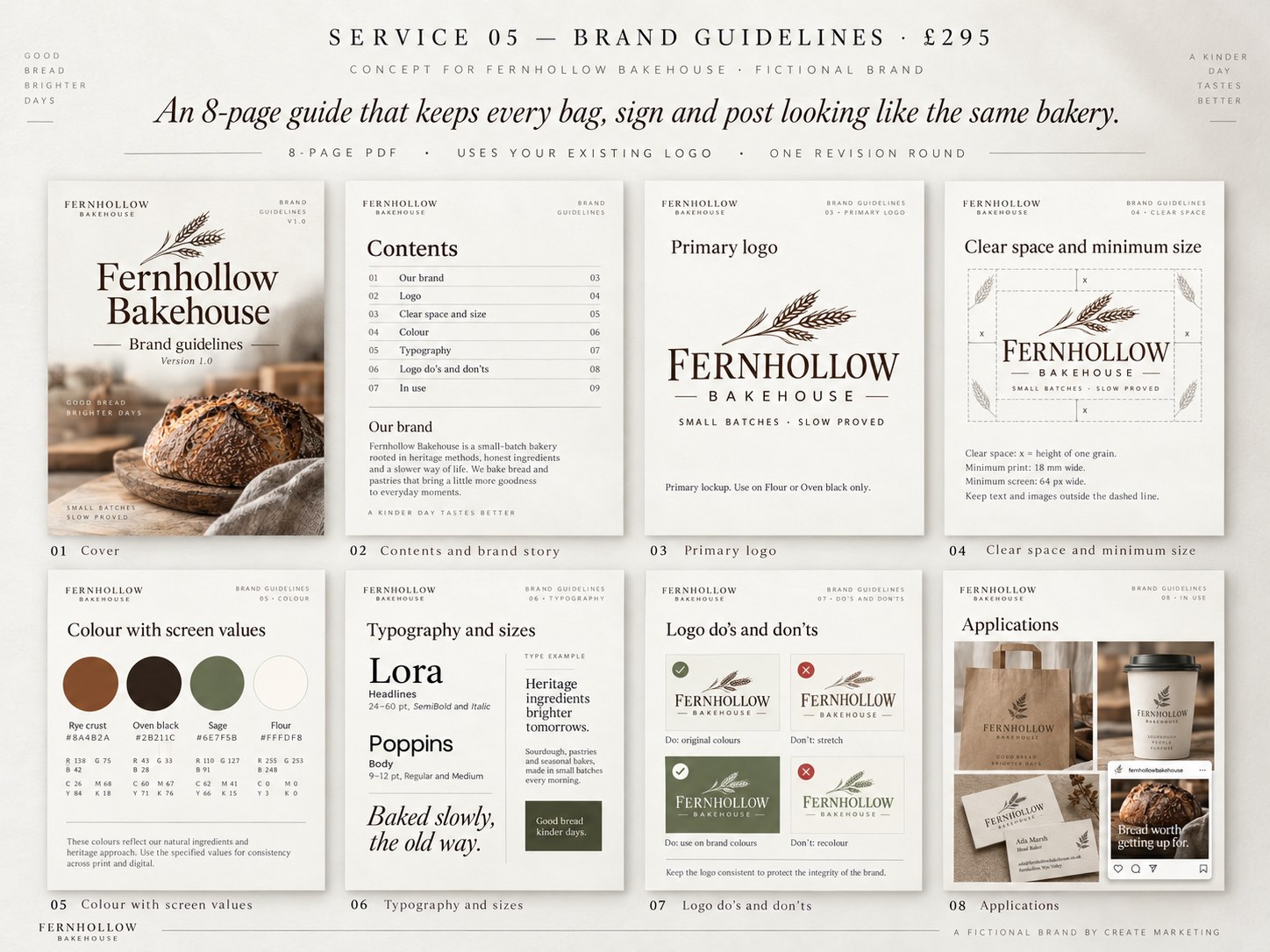 Brand Guidelines – example design by Create Marketing using a fictional brand