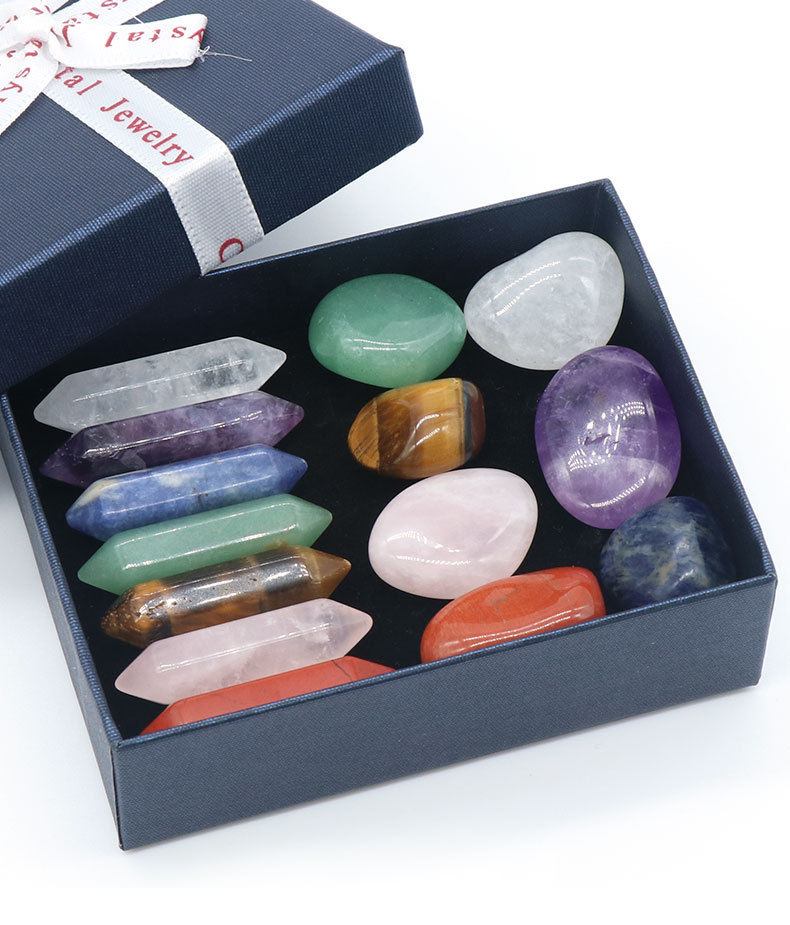 Thumbnail: Healing Crystal Meditation Palm Stones Seven Chakra Tumbled Stone Reiki Set
