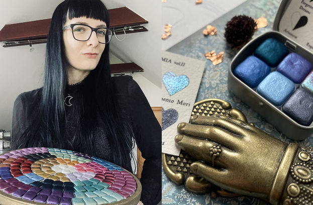 Od pigmentů po třpytivé paletky. Česká umělkyně Panophobia vyrábí okouzlující akvarelové barvy