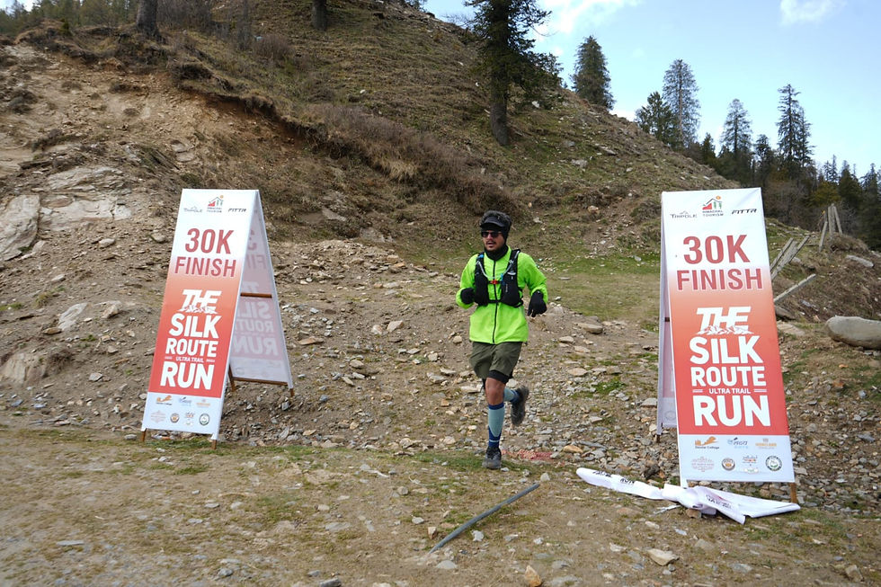 At 30km checkpoint of the silk route ultra trail race