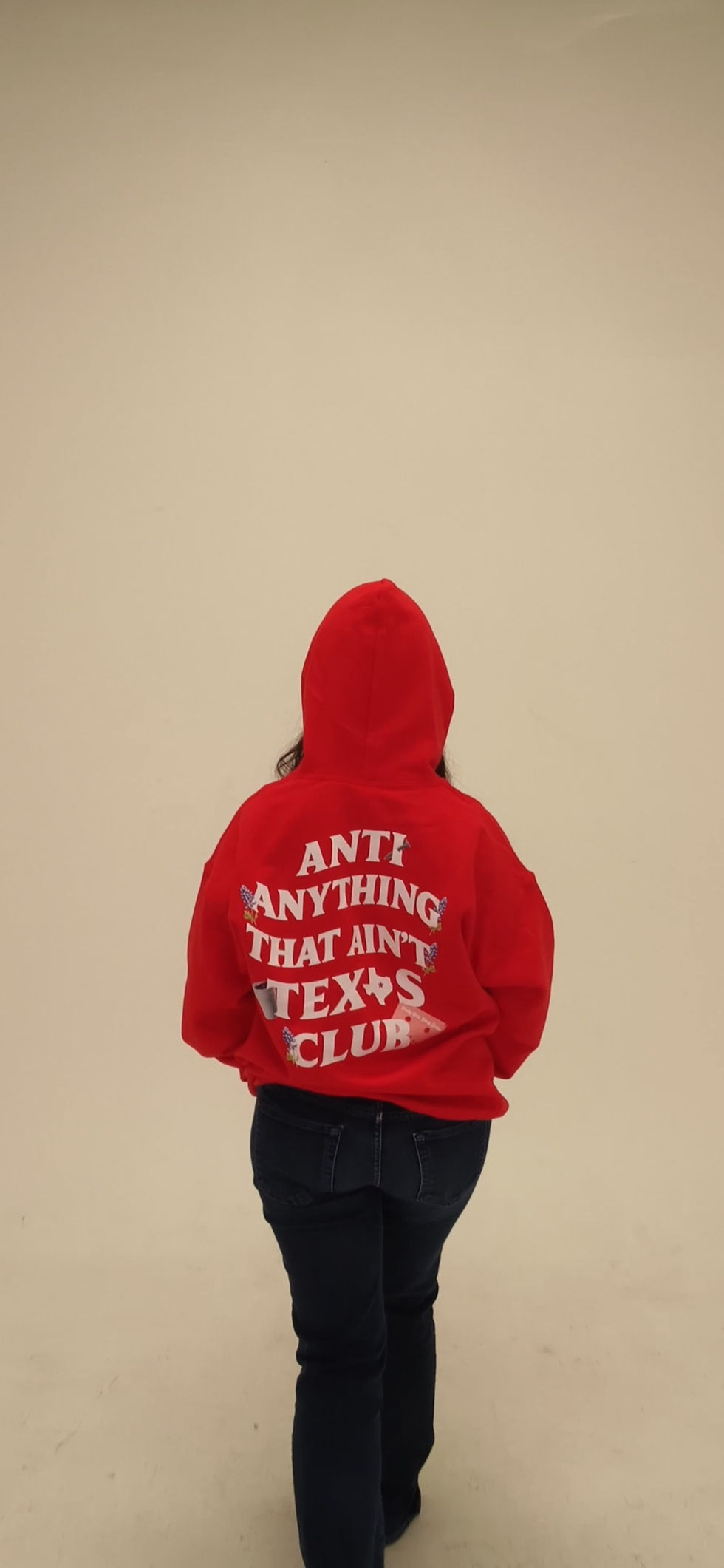 Thumbnail: Anti anything that ain’t Texas/text on hood (Hoodie)