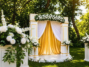 Копія «Копія «Golden Grace Arch with Crimson & Ivory Floral Accents»»