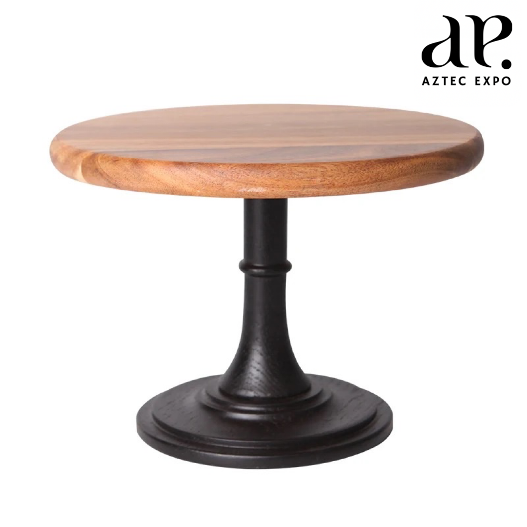 Heima Metal And Acacia Cake Stand 