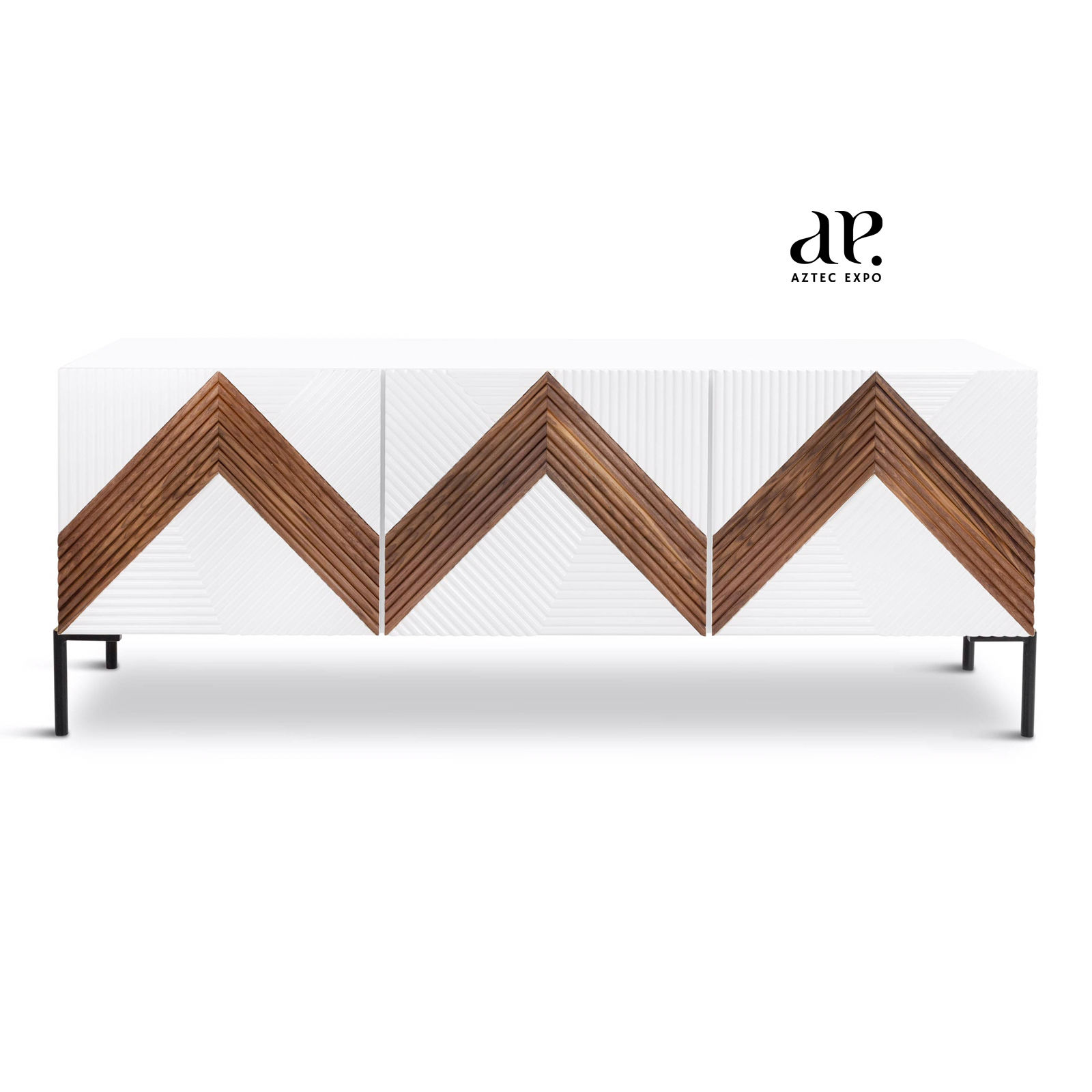White Escape Chevron Credenza
