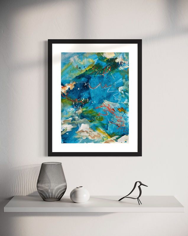 EXPRESSIVE FRAMED ABSTRACT ART