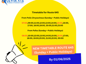 New Timetable Additions Route 645 for Sunday and Public Holidays by 01/06/2025