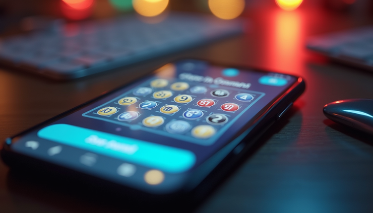 Tampilan dekat layar smartphone dengan aplikasi togel online keliling yang sedang aktif